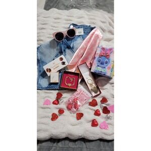 Juicy Couture Jeans, Gold Tone Chain Bracelet with Charm and Stitch Keychain Set